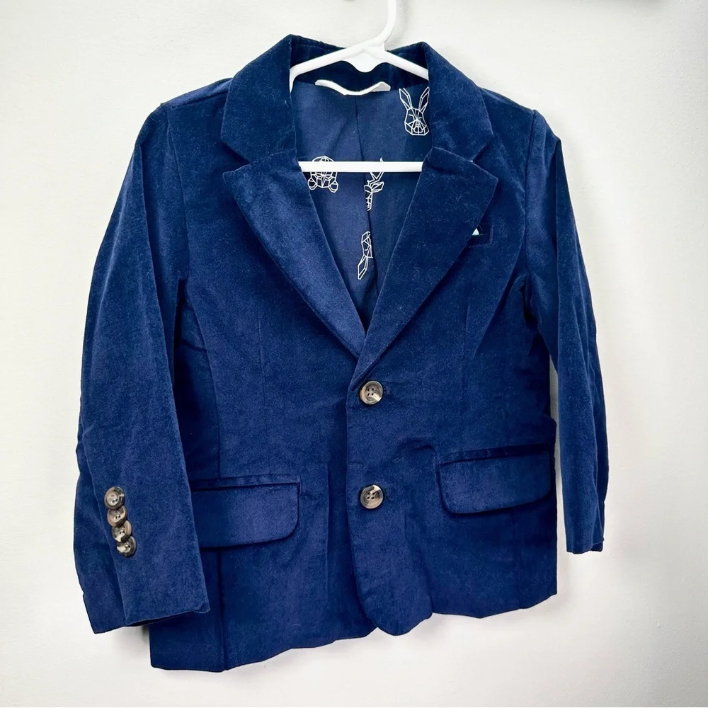 Cat & Jack Blue Velvet Blazer Jacket, Holiday, Formal, 2T